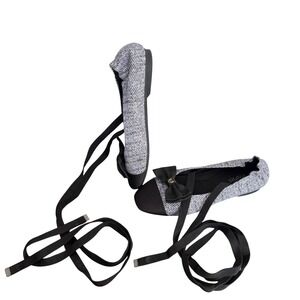 Enfiis Balletcore Lace Up Flats Black Wrap Ankle Preppy Bow Women Size 6